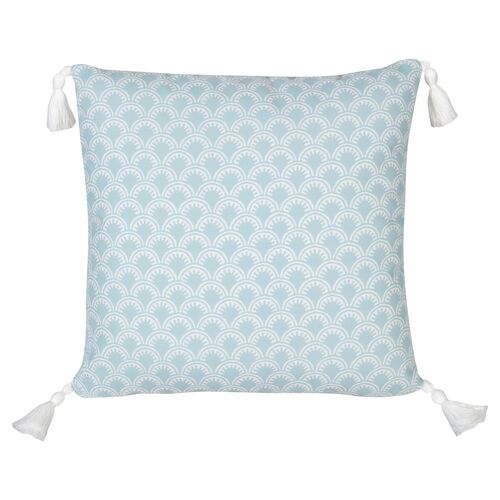 Scallop Outdoor Pillow, Aqua 1 Scallop Outdoor Pillow, Aqua