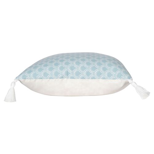Scallop Outdoor Pillow, Aqua 2 Scallop Outdoor Pillow, Aqua