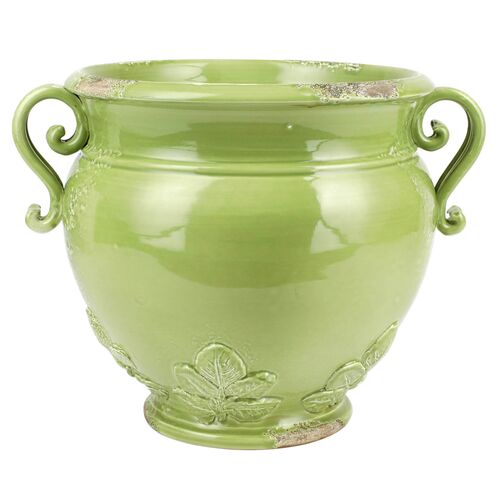 Rustic Garden Basil Round Planter, Pistachio