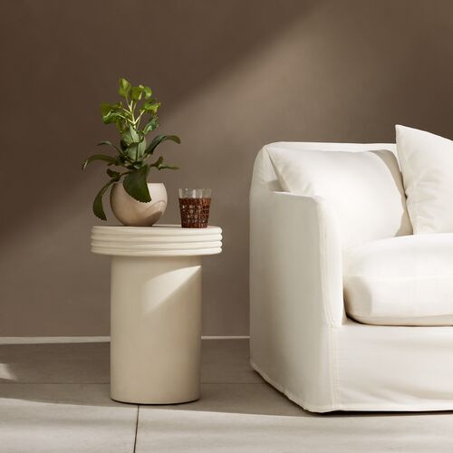 Emre Outdoor End Table, White Concrete 2 Emre Outdoor End Table, White Concrete