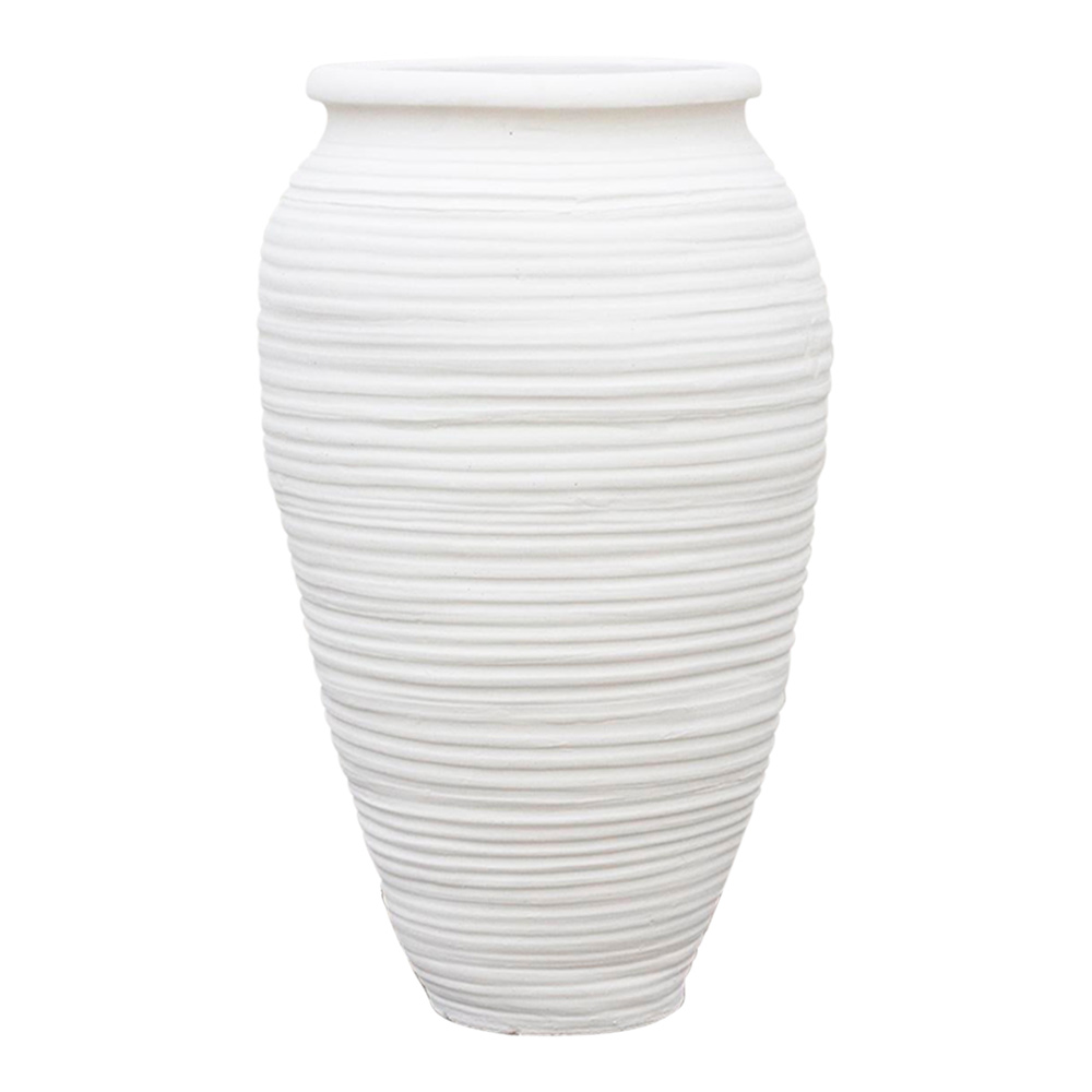 Tall Terracotta White Planter