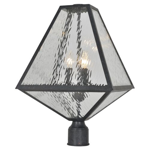 Glacier Large Outdoor 3-Light Post Lamp, Black Charcoal/Clear 1 Glacier Large Outdoor 3-Light Post Lamp, Black Charcoal/Clear
