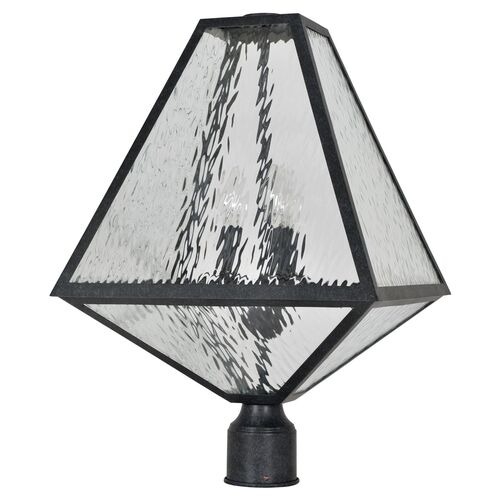 Glacier Large Outdoor 3-Light Post Lamp, Black Charcoal/Clear 2 Glacier Large Outdoor 3-Light Post Lamp, Black Charcoal/Clear