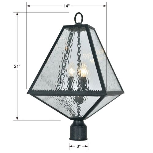 Glacier Large Outdoor 3-Light Post Lamp, Black Charcoal/Clear 4 Glacier Large Outdoor 3-Light Post Lamp, Black Charcoal/Clear