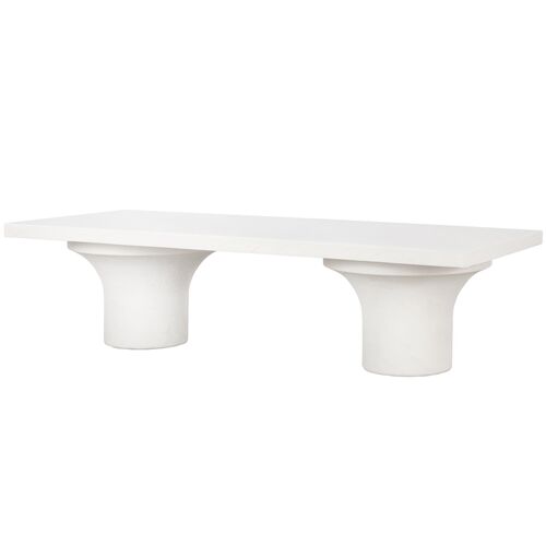 Cove Outdoor Coffee Table, Plaster White Concrete 1 Cove Outdoor Coffee Table, Plaster White Concrete