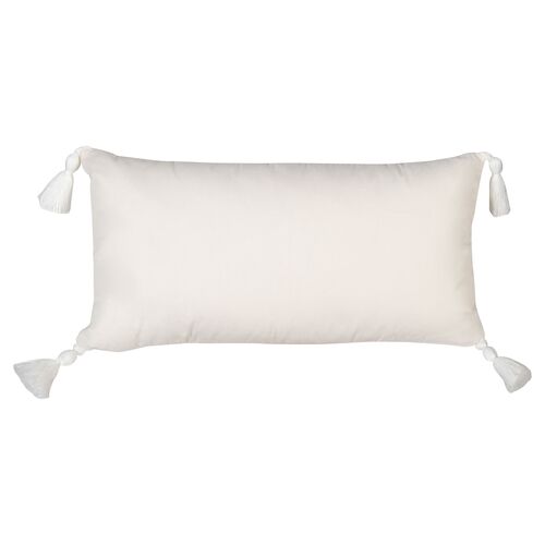 Scallop Tassel Outdoor Lumbar Pillow, Black/White 3 Scallop Tassel Outdoor Lumbar Pillow, Black/White