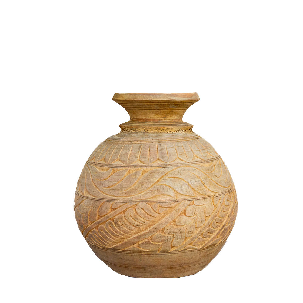 Carved Bleached Naga Water Pot