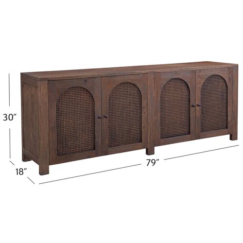 Torvi 4-Door Cane Server, Antique Walnut 5 Torvi 4-Door Cane Server, Antique Walnut