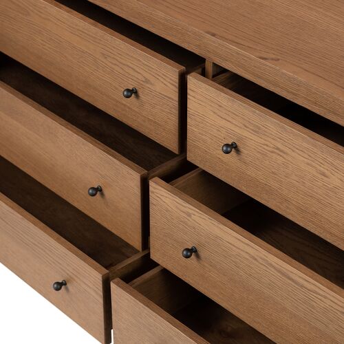 Everette 6-Drawer Dresser, Amber Oak 12 Everette 6-Drawer Dresser, Amber Oak