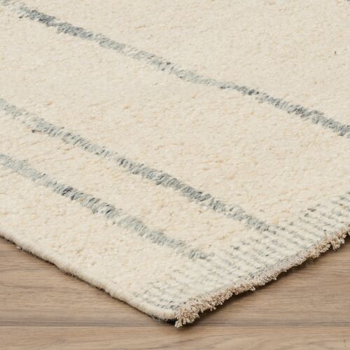Xava Hand-Knotted Rug, Blue Stripe 2 Xava Hand-Knotted Rug, Blue Stripe