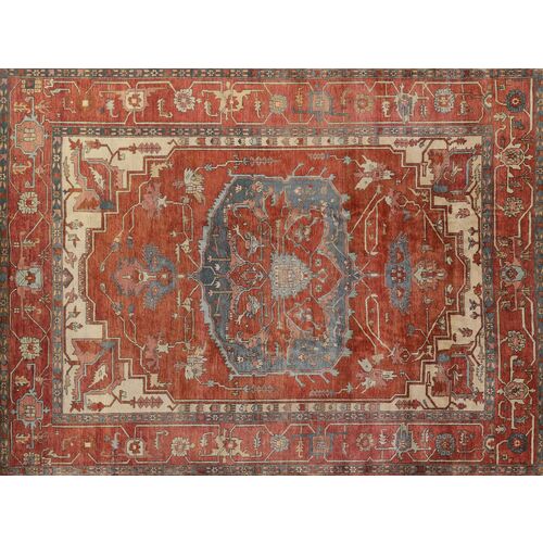 Antique Weave Serapi hand-knotted Rug, Rust/Ivory 1 Antique Weave Serapi hand-knotted Rug, Rust/Ivory