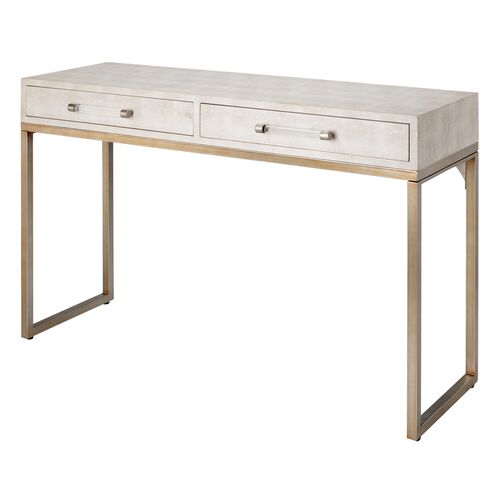 Kain Faux Shagreen Console Table, Ivory 1 Kain Faux Shagreen Console Table, Ivory