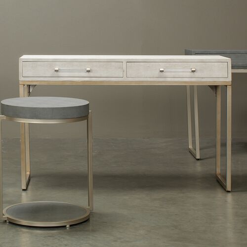 Kain Faux Shagreen Console Table, Ivory 2 Kain Faux Shagreen Console Table, Ivory