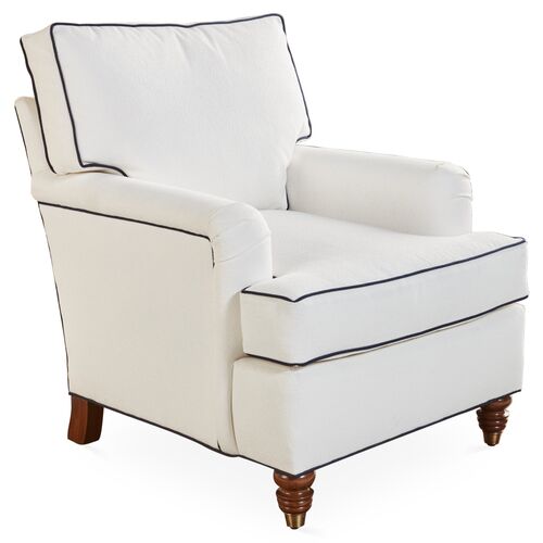 Kate Club Chair, White/Navy Crypton 1 Kate Club Chair, White/Navy Crypton