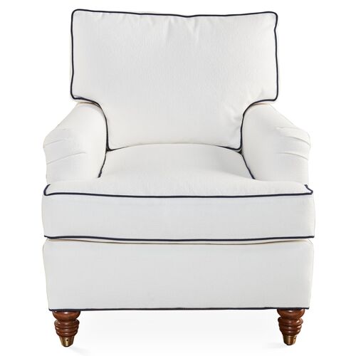 Kate Club Chair, White/Navy Crypton 2 Kate Club Chair, White/Navy Crypton