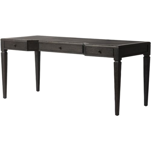 Solomon Leather-Top Desk, Distressed Black Oak 1 Solomon Leather-Top Desk, Distressed Black Oak