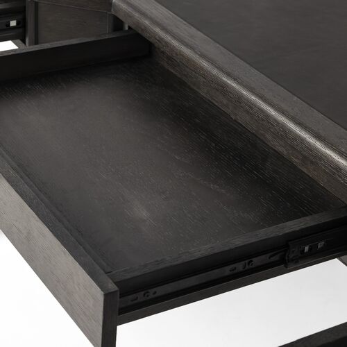 Solomon Leather-Top Desk, Distressed Black Oak 12 Solomon Leather-Top Desk, Distressed Black Oak
