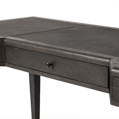 Solomon Leather-Top Desk, Distressed Black Oak 14 Solomon Leather-Top Desk, Distressed Black Oak