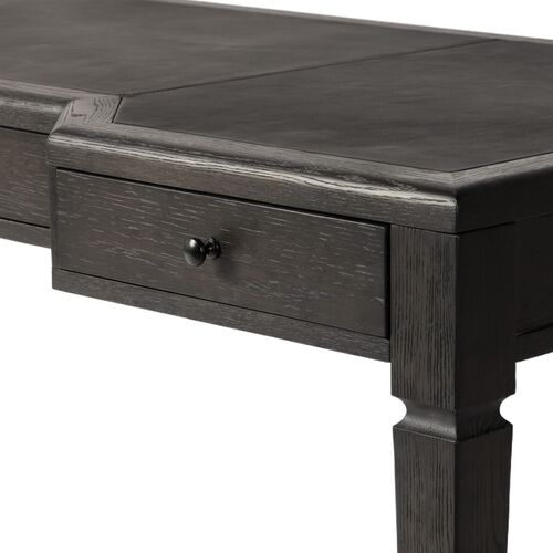 Solomon Leather-Top Desk, Distressed Black Oak 15 Solomon Leather-Top Desk, Distressed Black Oak