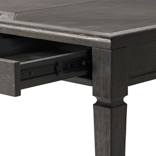 Solomon Leather-Top Desk, Distressed Black Oak 3 Solomon Leather-Top Desk, Distressed Black Oak