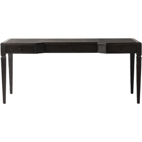 Solomon Leather-Top Desk, Distressed Black Oak 4 Solomon Leather-Top Desk, Distressed Black Oak