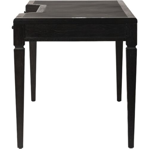 Solomon Leather-Top Desk, Distressed Black Oak 6 Solomon Leather-Top Desk, Distressed Black Oak