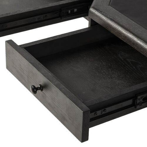 Solomon Leather-Top Desk, Distressed Black Oak 9 Solomon Leather-Top Desk, Distressed Black Oak