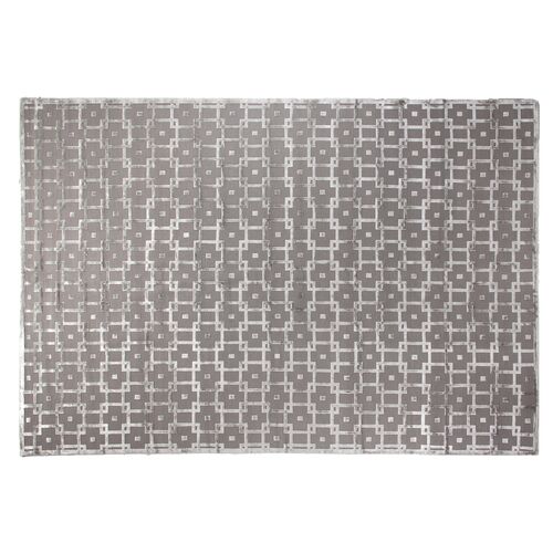 Metro Block Velvet Rug, Silver 1 Metro Block Velvet Rug, Silver