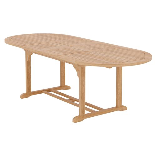 Elroy Oval Outdoor Extension Dining Table, Natural Teak 1 Elroy Oval Outdoor Extension Dining Table, Natural Teak