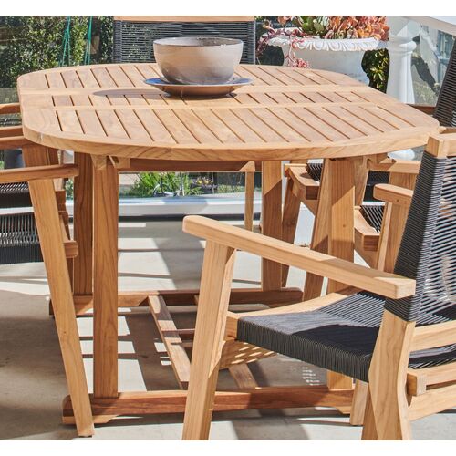 Elroy Oval Outdoor Extension Dining Table, Natural Teak 3 Elroy Oval Outdoor Extension Dining Table, Natural Teak