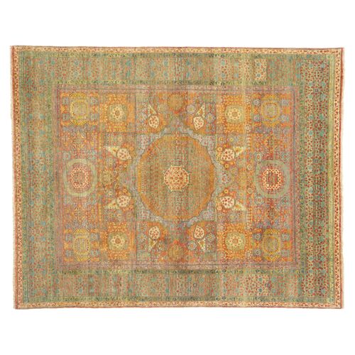 Tabriz Wool Rug, Green/Rust 1 Tabriz Wool Rug, Green/Rust