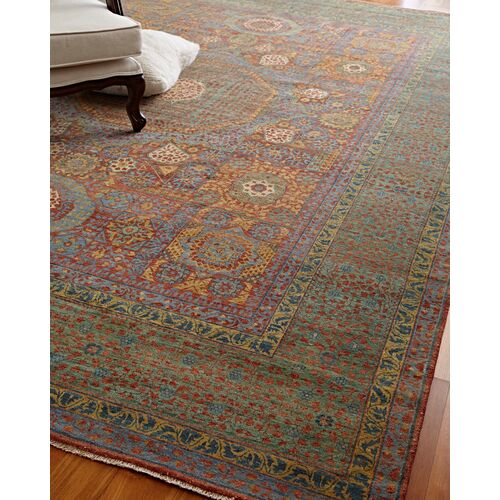 Tabriz Wool Rug, Green/Rust 3 Tabriz Wool Rug, Green/Rust