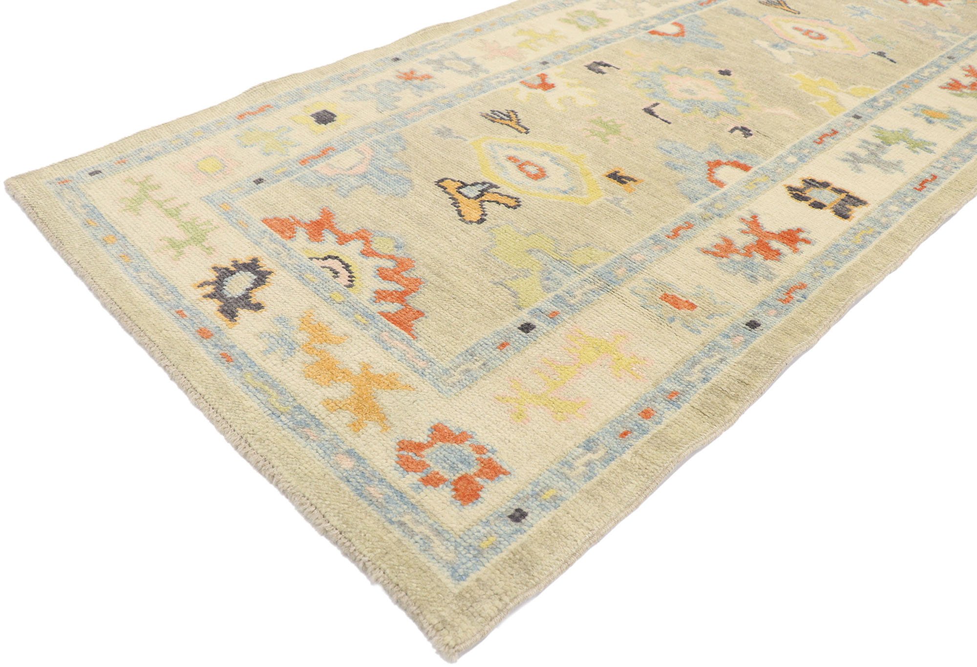 Turkish Oushak Runner, 3'x15'8" 2 Turkish Oushak Runner, 3'x15'8"