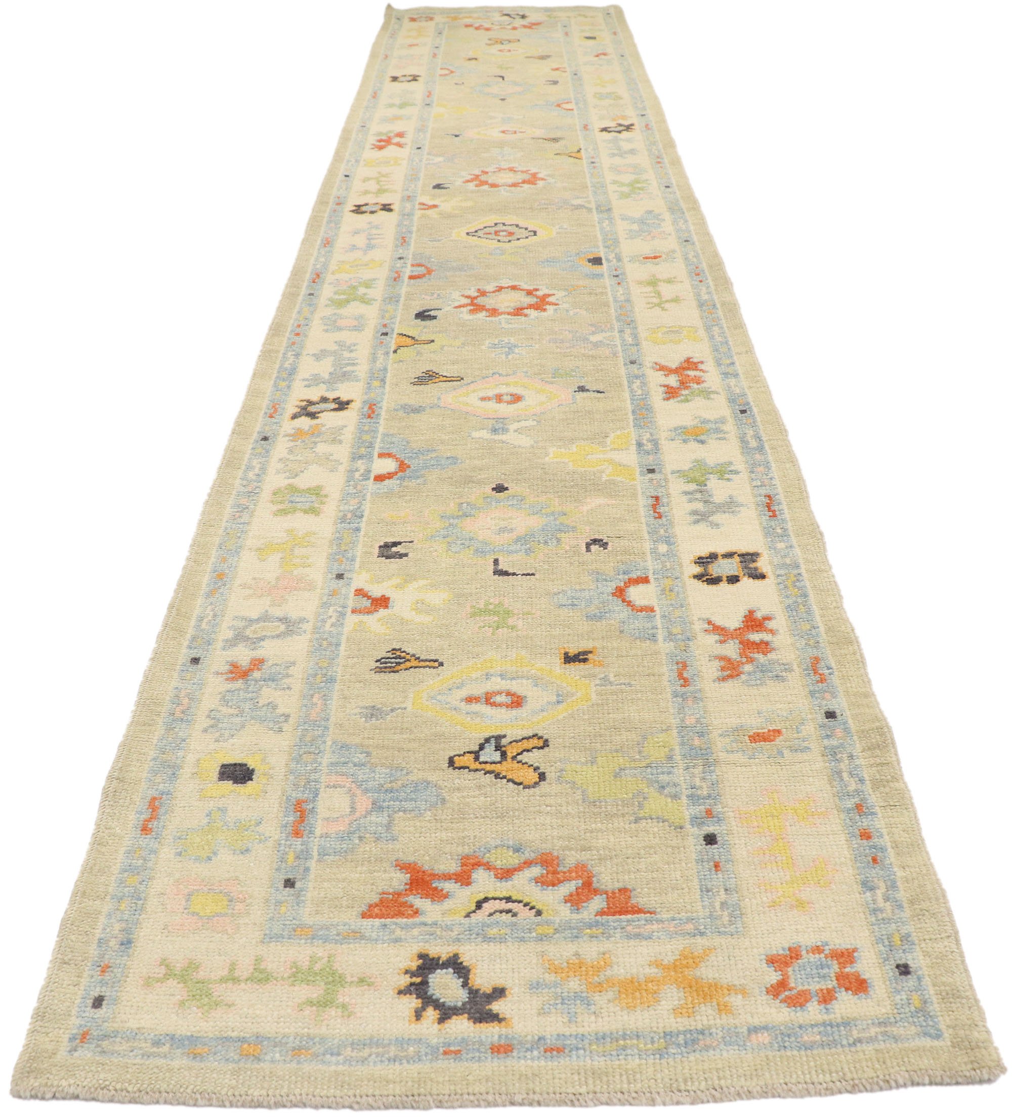 Turkish Oushak Runner, 3'x15'8" 3 Turkish Oushak Runner, 3'x15'8"