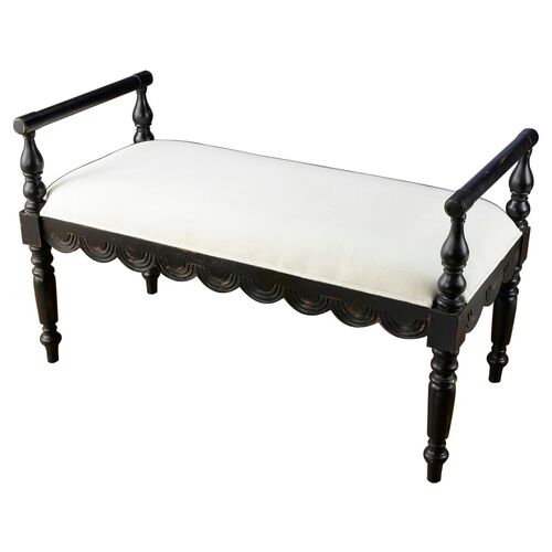 Callie Bench, Ivory/Black 1 Callie Bench, Ivory/Black
