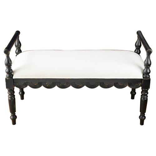 Callie Bench, Ivory/Black 2 Callie Bench, Ivory/Black
