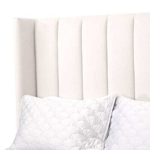 Milly Channeled Wingback Bed, Cream Velvet 5 Milly Channeled Wingback Bed, Cream Velvet