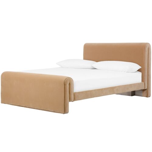 London Bed, Camel Velvet