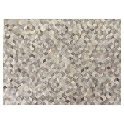 Stitched Blocks Hide, Silver 1 Stitched Blocks Hide, Silver