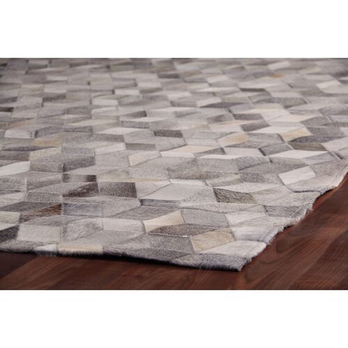 Stitched Blocks Hide, Silver 2 Stitched Blocks Hide, Silver