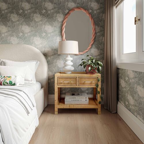 Valentino Rattan Nightstand, Natural 2 Valentino Rattan Nightstand, Natural