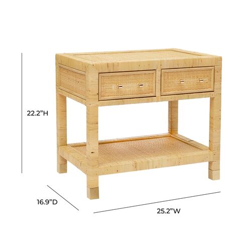 Valentino Rattan Nightstand, Natural 7 Valentino Rattan Nightstand, Natural