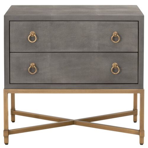 Sophia 2-Drawer Shagreen Nightstand, Gray/Gold 1 Sophia 2-Drawer Shagreen Nightstand, Gray/Gold