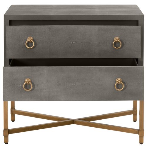 Sophia 2-Drawer Shagreen Nightstand, Gray/Gold 2 Sophia 2-Drawer Shagreen Nightstand, Gray/Gold