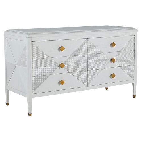 Julia Cerused 6-Drawer Dresser, White/Stained Gold 1 Julia Cerused 6-Drawer Dresser, White/Stained Gold