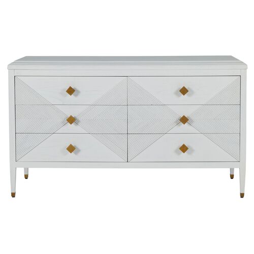 Julia Cerused 6-Drawer Dresser, White/Stained Gold 2 Julia Cerused 6-Drawer Dresser, White/Stained Gold