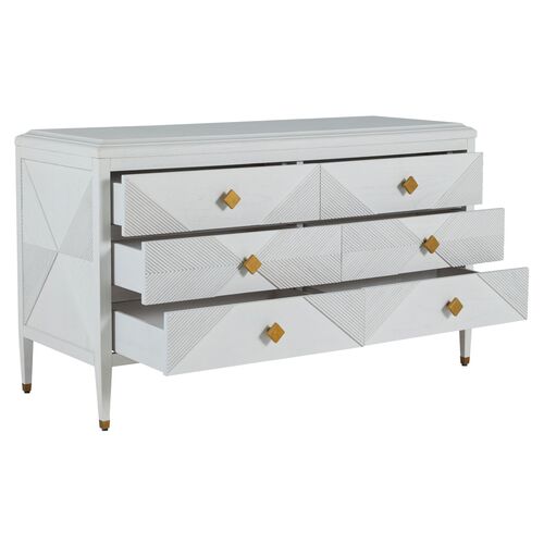 Julia Cerused 6-Drawer Dresser, White/Stained Gold 4 Julia Cerused 6-Drawer Dresser, White/Stained Gold