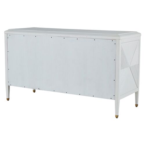 Julia Cerused 6-Drawer Dresser, White/Stained Gold 6 Julia Cerused 6-Drawer Dresser, White/Stained Gold