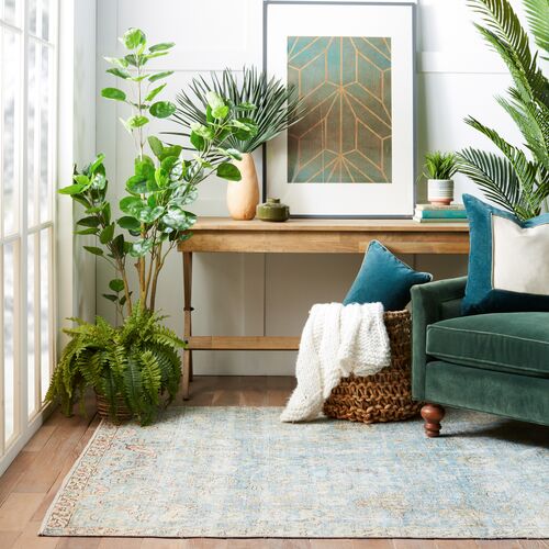 Stag Vintage Rug, Blue/Green 5 Stag Vintage Rug, Blue/Green