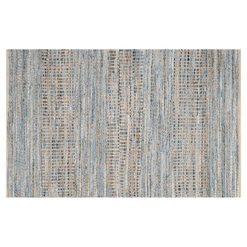 Faley Jute Rug, Natural/Blue 1 Faley Jute Rug, Natural/Blue